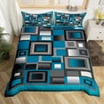thumbnail image 1 of Grid Square Bedding Set Abstract Geometric Duvet Cover For Kids Teens Boys Modern Simple Quilt Co, 1 of 5