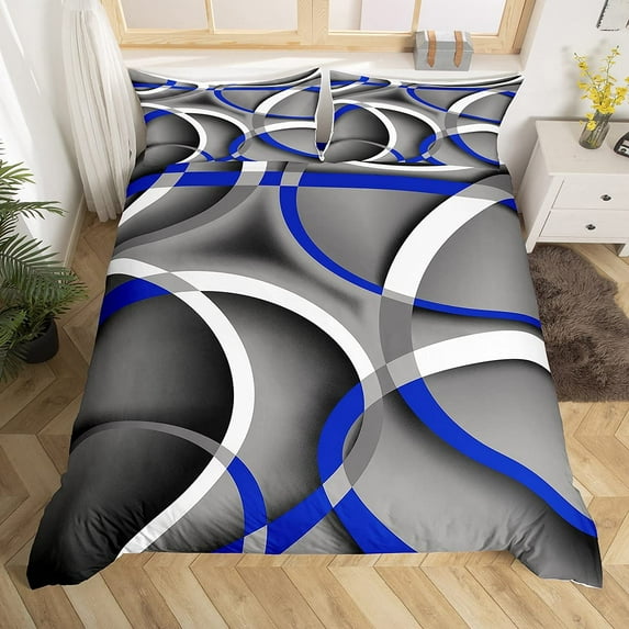 Grid Square Bedding Set Abstract Geometric Duvet Cover For Kids Teens Boys Modern Simple Quilt Co