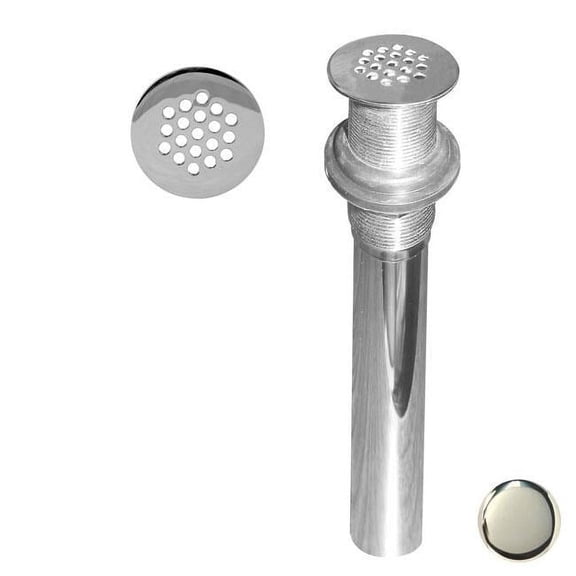Grid Strainer Lav Drain without Overflow Holes - Polished Nickel