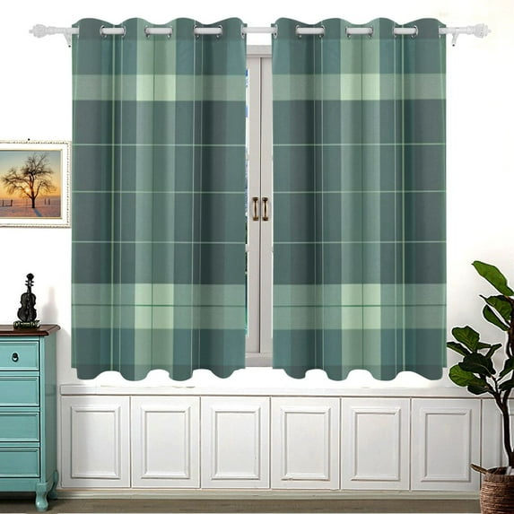 Grid Stripe 54×55 Inch Black Out Curtains 2 Packs Aesthetic for Bedroom Living Room Sliding Glass Doors Kitchen Windows