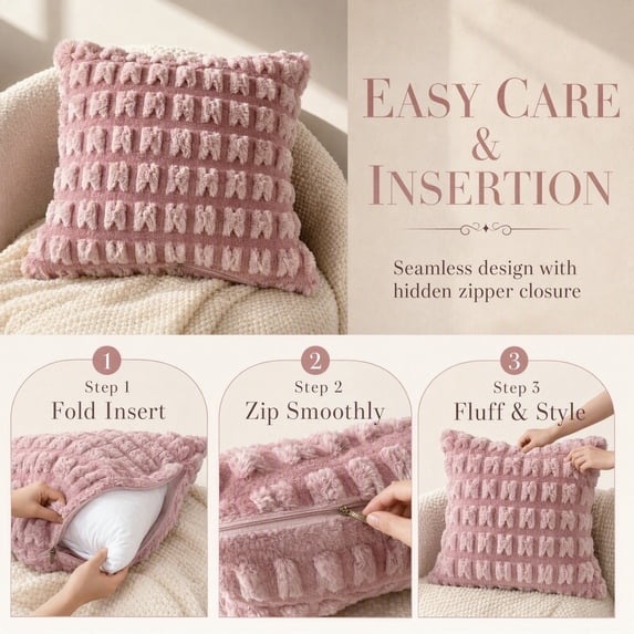 Chusion Texture Grid Textured Pillowcase, Waffle Style Cushion Cover, Repeating Raised ...