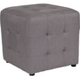thumbnail image 1 of Grid Tufted Upholstered Cube Ottoman Pouf in Light Gray Fabric, 1 of 2