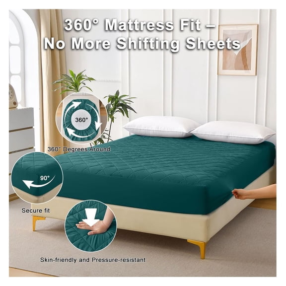 Grid Ultrasonic Waterproof Mattress Protector QUEEN Size - Bed Bug Proof & Hypoallergenic - Cooling Breathable Fitted Mattress Cover - Protect Against Fluids, Dust Mites, Allergens - 18 Inch Pocket