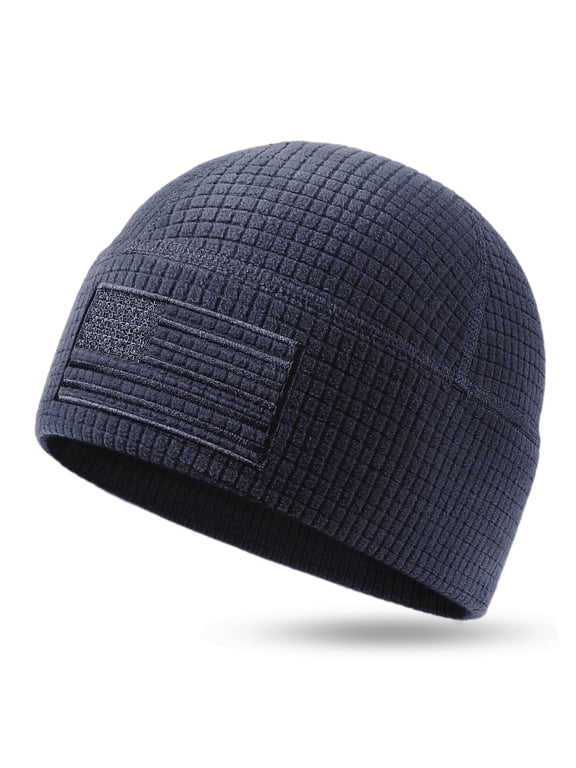 Grid Waffle Knit Beanie, Stretch Fit Men's All-Season Warm Hat, Moisture Wicking Quick Dry, Windproof Ear Coverage For Everyday Wear
