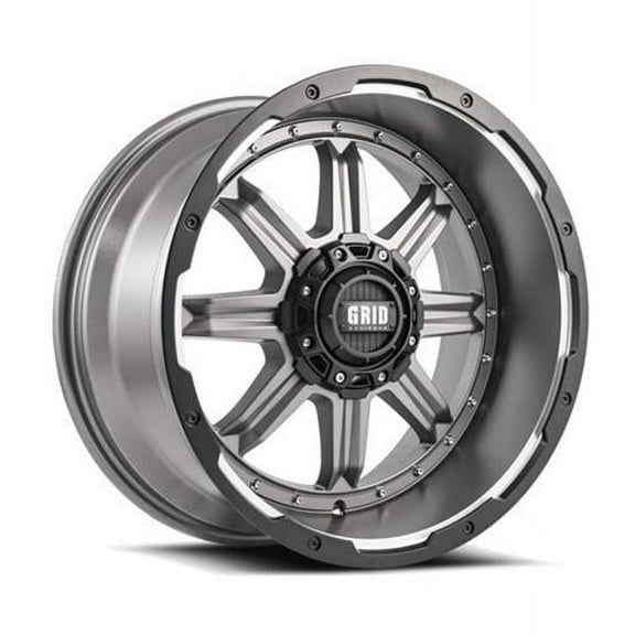 Grid Wheels 118952A158 18 x 9 in. 5 x 127 Bolt Pattern 15 Offset 87.1 CB Wheel, Anthracite Milled with Black Lip