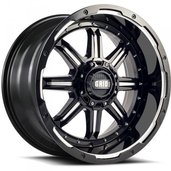 Grid Wheels 12155M11 20 in. Dia. x 10 in. GD10 -12 mm Offset, 5 x 150 mm Wheel with Milled Lip, Gloss Black