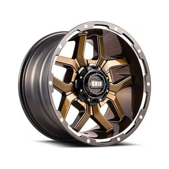 Grid Wheels 718962R157 18 x 9 in. 6 x 120 Pattern 78.1 Hub 15 Off Set Alloy Wheel Rim, Bronze & Black