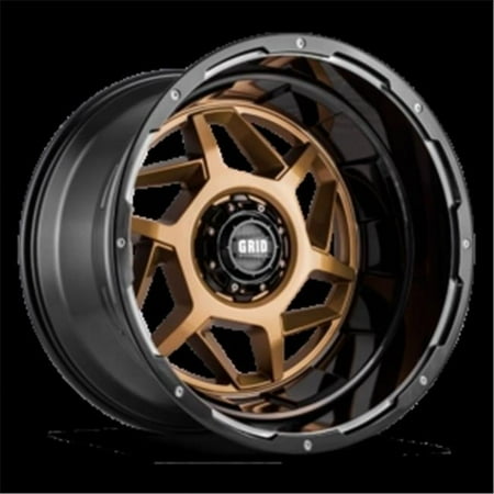 Grid Wheels D2955R151 20 x 9 GD14 15 mm Offset 5 x 150 Gloss Bronze with Black Lip Wheel