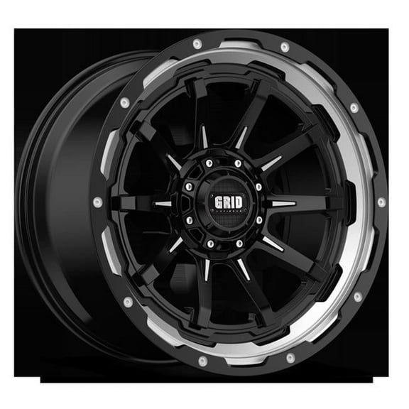 Grid Wheels G2952M87 20 x 9 in. 5 x 127 mm Bolt Pattern, 0 mm Offset & 87.1 mm Center Bore GD17 Series Gloss Black & Machined Wheel