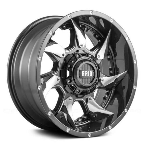 Grid Wheels GRW-1221252G48 22 x 12 in. Gloss Graphite with Milled Accents & Chrome Inserts Wheel