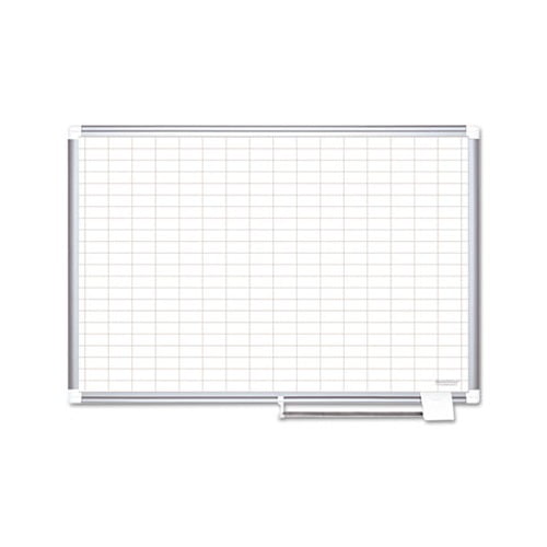 Gridded Magnetic Porcelain Planning Board 1 x 2 Grid, 72 x 48, Aluminum Frame