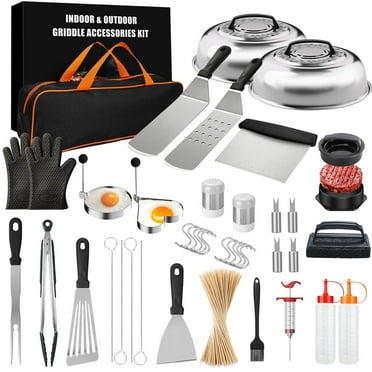 OHHANI 140 Pcs Professional Griddle Accessories Kit for 36/28/22 Inch Flat Top Grill, Spatulas, Scraper, Fork, Fish Turner, Cleaning Brushes, Suitable for Outdoor Cooking, BBQ, Kitchen.