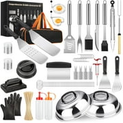 Griddle Accessories Kit, 144 Pcs Griddle Grill Tools Set for Blackstone and Camp Chef, Professional Grill BBQ Spatula Set with Basting Cover, Spatula, Scraper, Bottle, Tongs, Egg Ring (Rectangular)