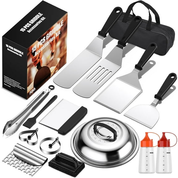 Griddle Accessories Kit, 15PCS Flat Top Grill Accessories Set for Blackstone and Camp Chef