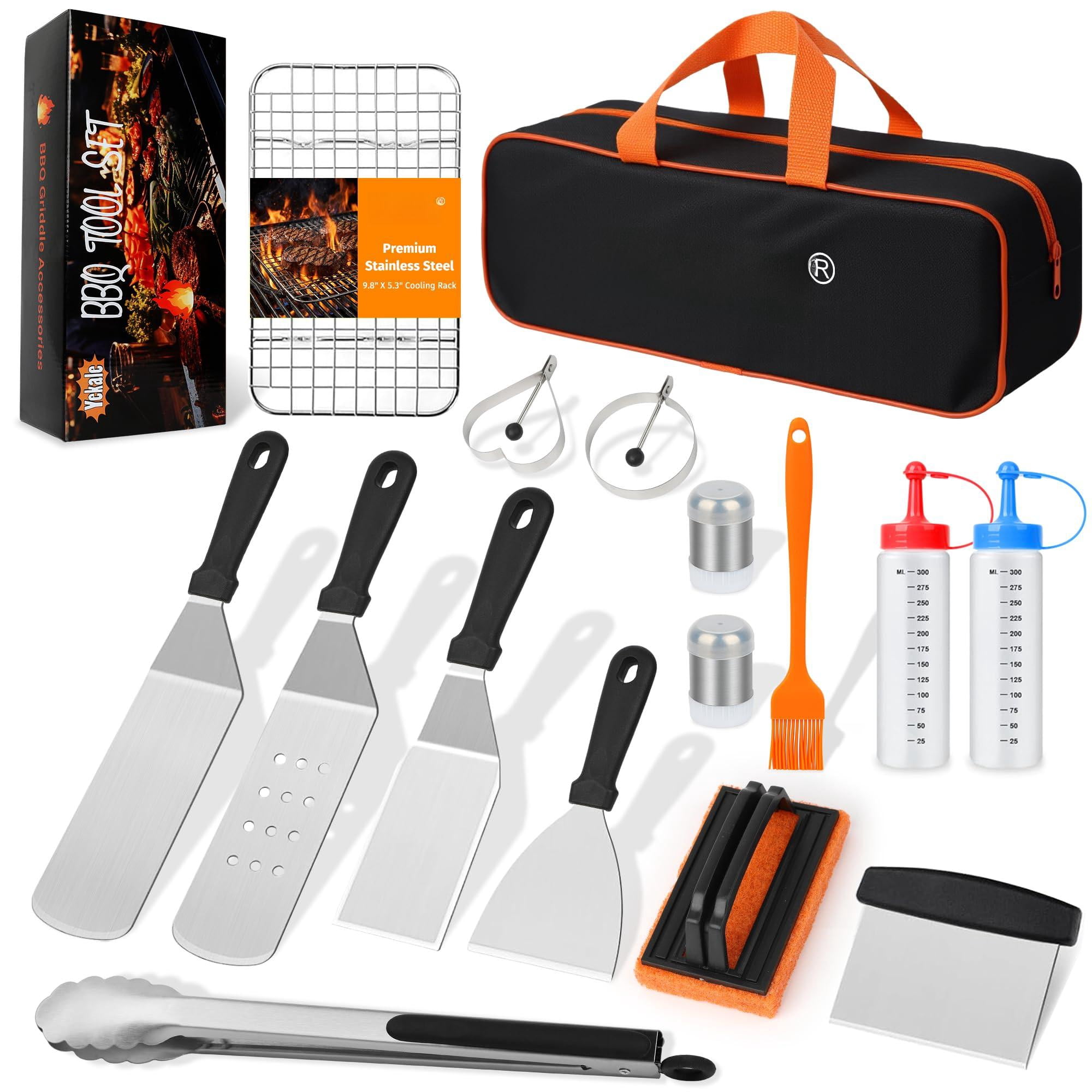 Griddle Accessories Kit 17-Piece Flat Top Grill Set for Outdoor Barbecue
