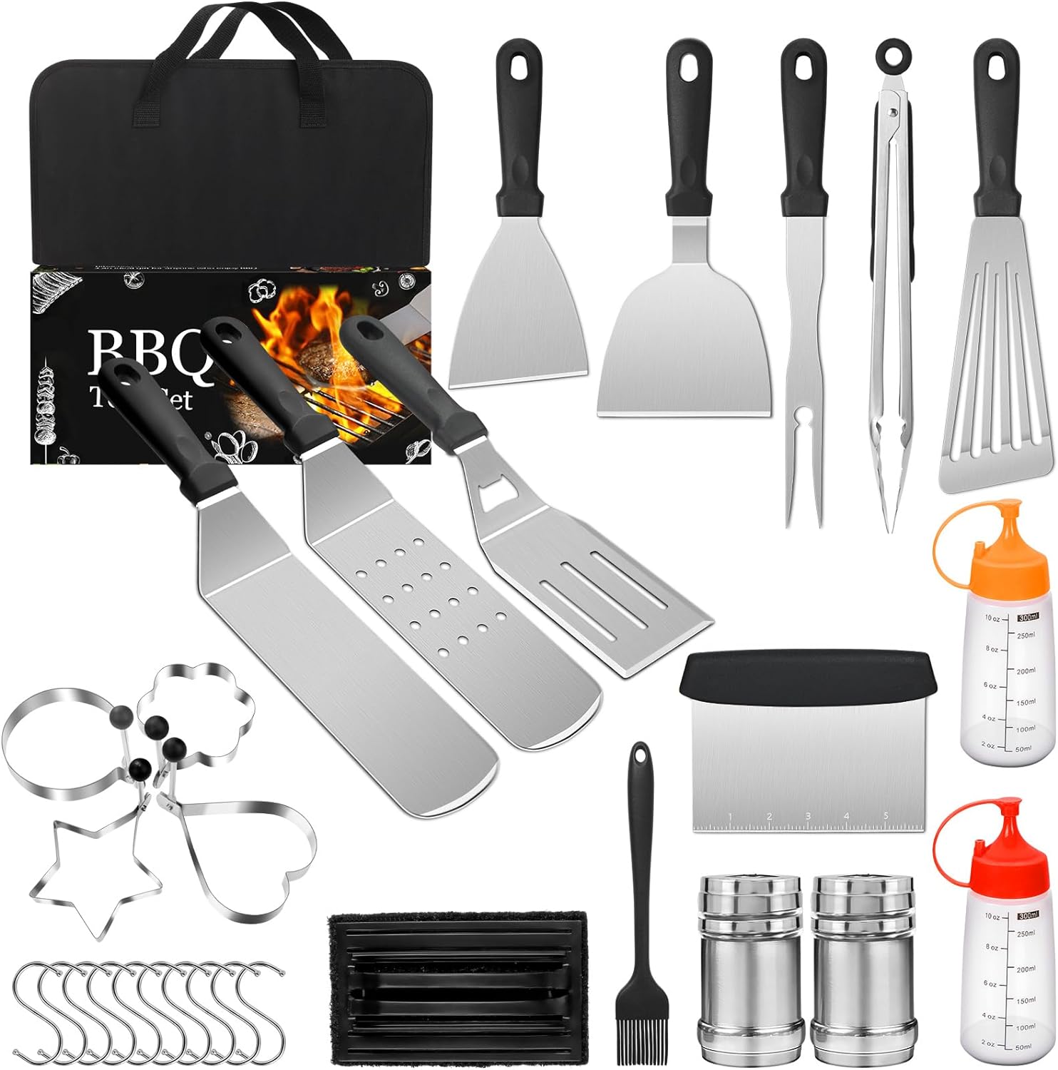 Blackstone - Kit Accessori Per Piastra Da 24 Pezzi - Raschietto, Spatole E Copertura Per Barbecue