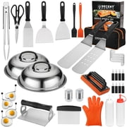Griddle Accessories Kit - 40PCS Flat Top Grill Tool Set. Griddle Accessories Set with Basting Cover, Spatula, Scraper, Burger Press, Tongs, Cleaning Kit