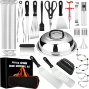 Griddle Accessories Kit, 43 Pieces Extra Thick Flat Top Griddle Grill Set for Professional Chef Spatula Grill Set with Oil Brush, Spatula, Spatula, Bottle, Tongs, Egg Ring for Camping Outdoor Grilling