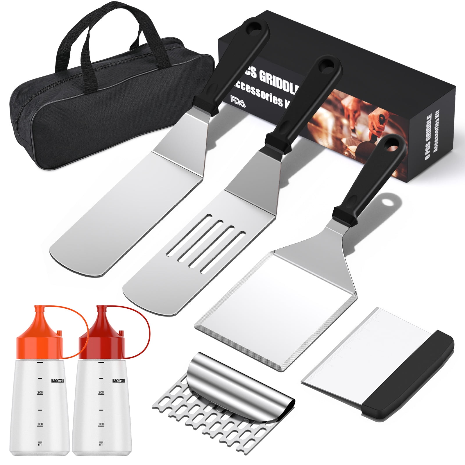 Griddle Accessories Kit, 8 Pcs BBQ Accessories Kit for Blackstone and