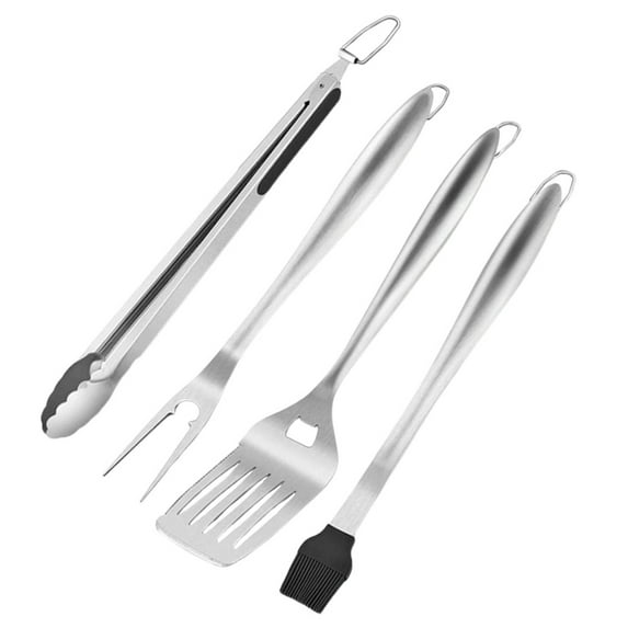RENACLIPY Stainless Steel Bbq Tools Set Silver Durable and Portable for Kitchen Use 1Set