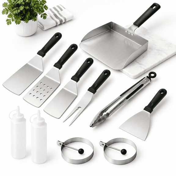 Griddle Accessories Kit for Flat Top Grills, Stainless Steel Cooking Utensil Set for Blackstone, Weber, and More