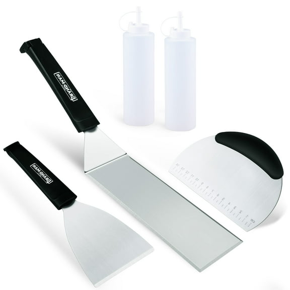 Griddle Accessory Tool Kit with Spatula, Slicer, Pizza Cutter, Bottles - BRANDMAN GRILLS SINCE 1987