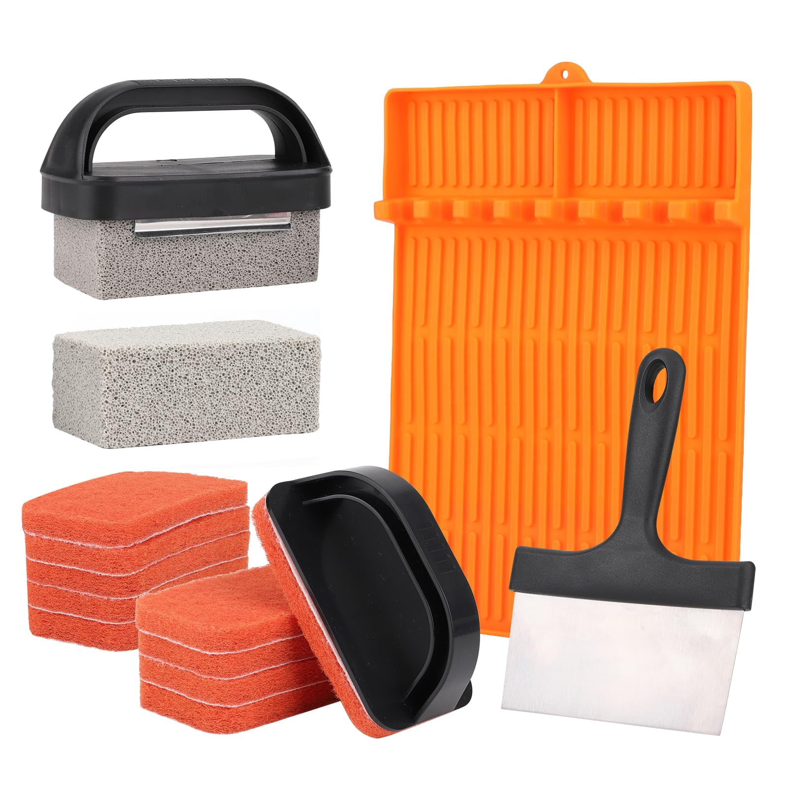 Griddle Cleaning Kit For Blackstone- Includes Large Silicone Tool Mat  Scraper Bricks Scouring Pads With Handle Tools Accessories Blackstone Flat Top Grill