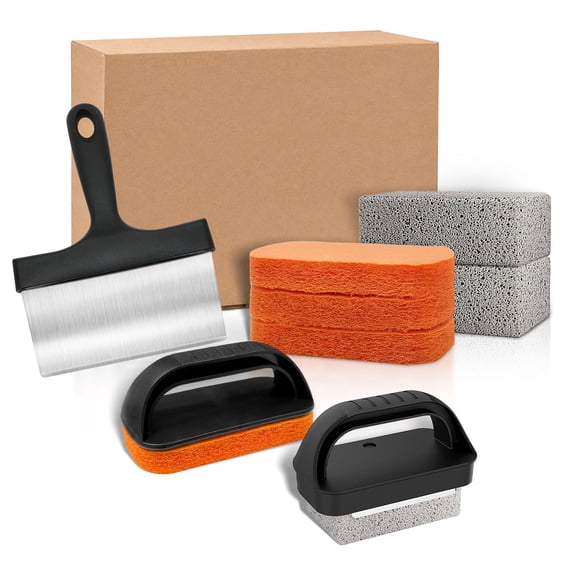 Griddle Cleaning Kit for Blackstone, Flat Top Grill Cleaning Kit with Grill Stone, Griddle Scraper & Griddle Brush Easy to Remove Stain