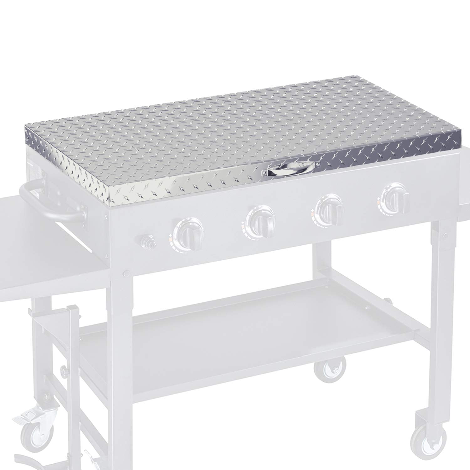 Griddle Cover 36" works for Blackstone Griddle 36 inch Waterproof Diamond Plated Lightweight Aluminum Hard Top Grill Lid with Stainless Steel Handle for Outdoor BBQ Hood Black Stone Grille