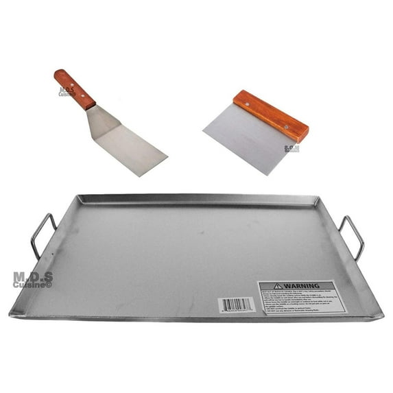 Griddle Flat Top Stainless Steel Grill Plancha Chef Pro Cooking Comal Heavy Duty 19 1/2"x13"
