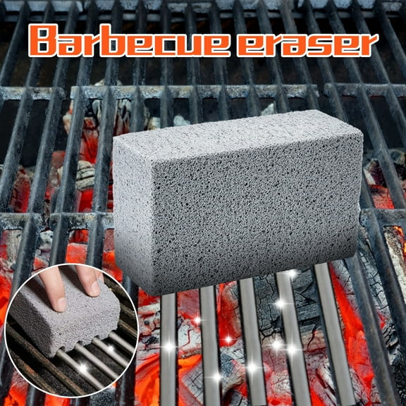 Griddle Grill Cleaner Brick | BBQ Barbecue Scraper | Odorless Pumice Removes Grease & Stains | Safe Non-Scratch Griddle Cleaning Block | Lightweight Foam Glass | 10x7x4cm | 1 Piece