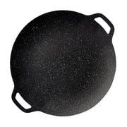Griddle Grill, Grill Griddle, 9.4 in Round, Griddle Stone, Korean Bbq Grill Pan, Portable Camping Grill, Outdoor Cooking, Black, Dual Handles, 1 Pc