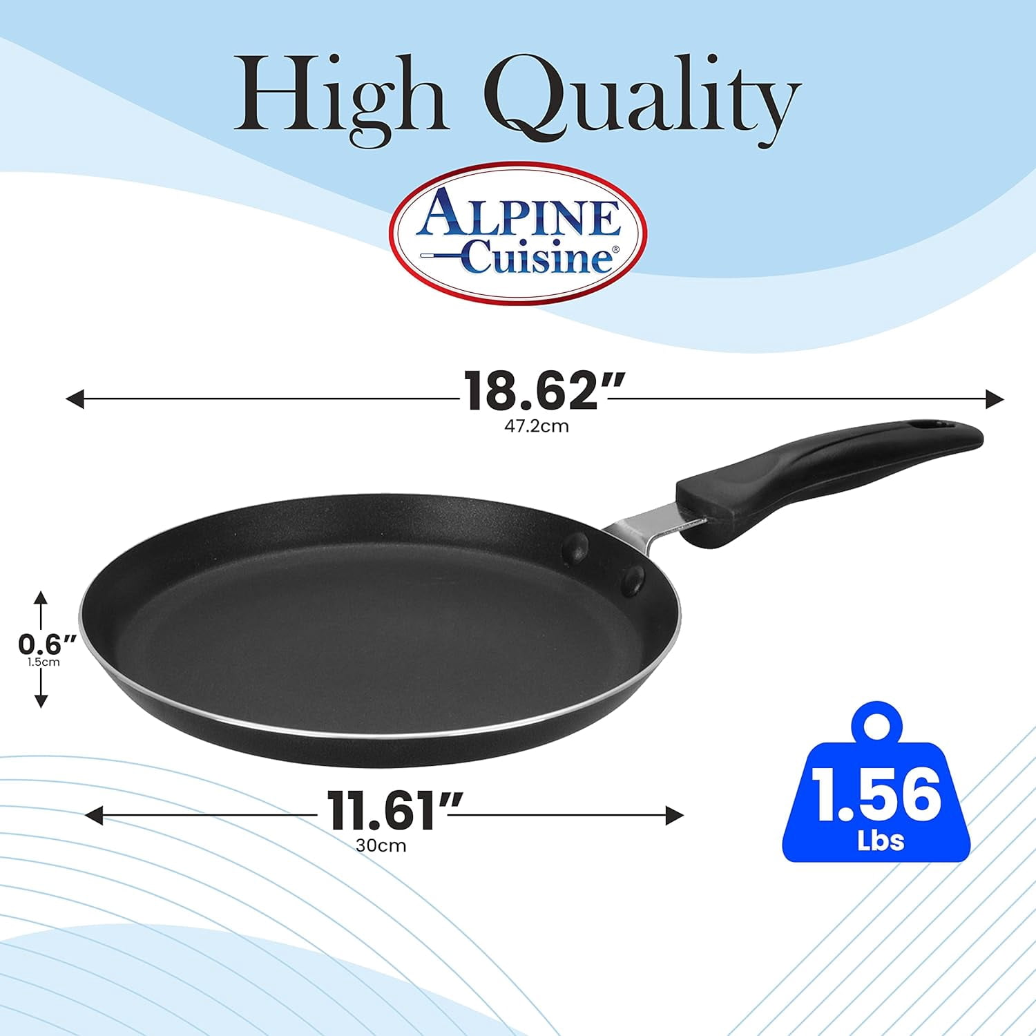 Griddle Pan Aluminum 12-Inch Nonstick Coating, Stove Top with Stay Cool Handle, Dishwasher Safe Gray