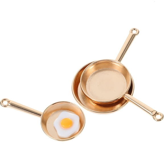 Mini Flat Griddle Pan Toy for Kids, Metal Fried Skillet Model, Pretend Play Cooking Crafts