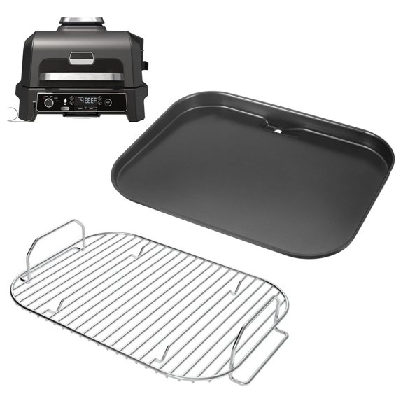 Griddle Plate and Rack for Woodfire OG800 OG900 Series, Flat Top Griddle Pan with Non-Stick Coating for Pro Connect XL Outdoor Grill, 17.8 x 12.3 Inch Cooking Accessory for OG850 OG951 OG952