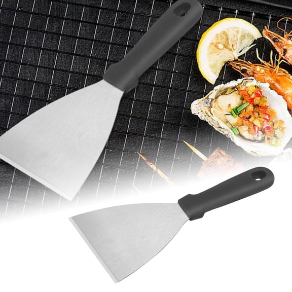 Griddle Scraper Stainless Steel 9.05 x 3.03 Inch, Grill Scraper Slant Edge Metal Spatula for Teppanyaki Flat Top BBQ, Grill Cooking for Frying Steak Pork Chop Chicken Chop, Kitchen Utensils