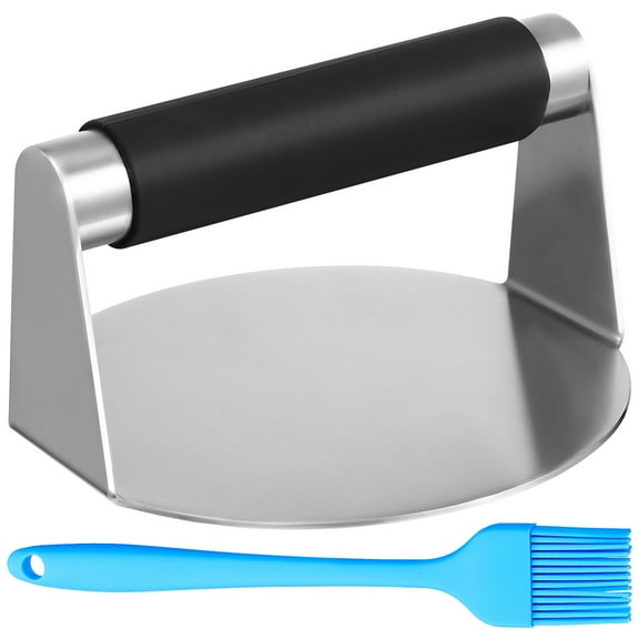 Griddle Stainless Steel Burger Press Grill Weight Steak Hamburger Patty Bacon up