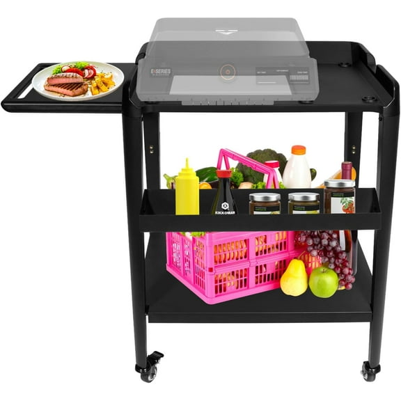 Griddle Stand for 17 22 Inch Electric Tabletop Griddle, Heavy-Duty Grill Table Stand with Side Shelf and Wheels, Portable Flat Top Griddle Trolley Dining Table Cart