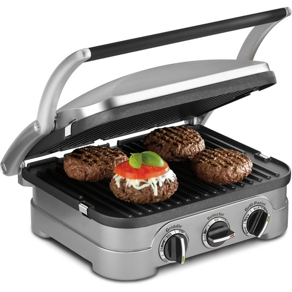 Griddler Indoor Grill, Panini Press, Sandwich Maker & More, 5 - in - 1 Grilling, Dishwasher - Safe Nonstick Cooking Plates, GR - 4NNAS, Stainless Steel