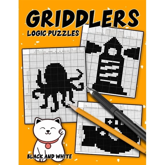 Griddlers Logic Puzzles Black and White: Nonogram Puzzle Book for Adults, Hanjie Picross Book, Gift for Brain Teaser Lov, (Paperback)