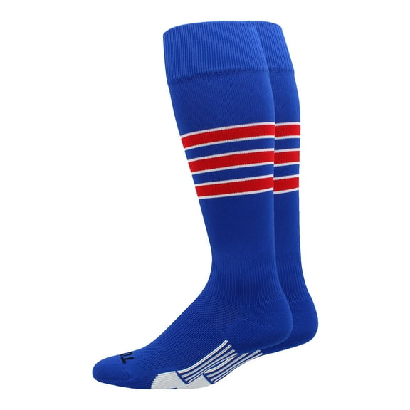 Gridiron 3 Stripe Football Socks (Royal/Scarlet/White, Large) - Royal/Scarlet/White,Large