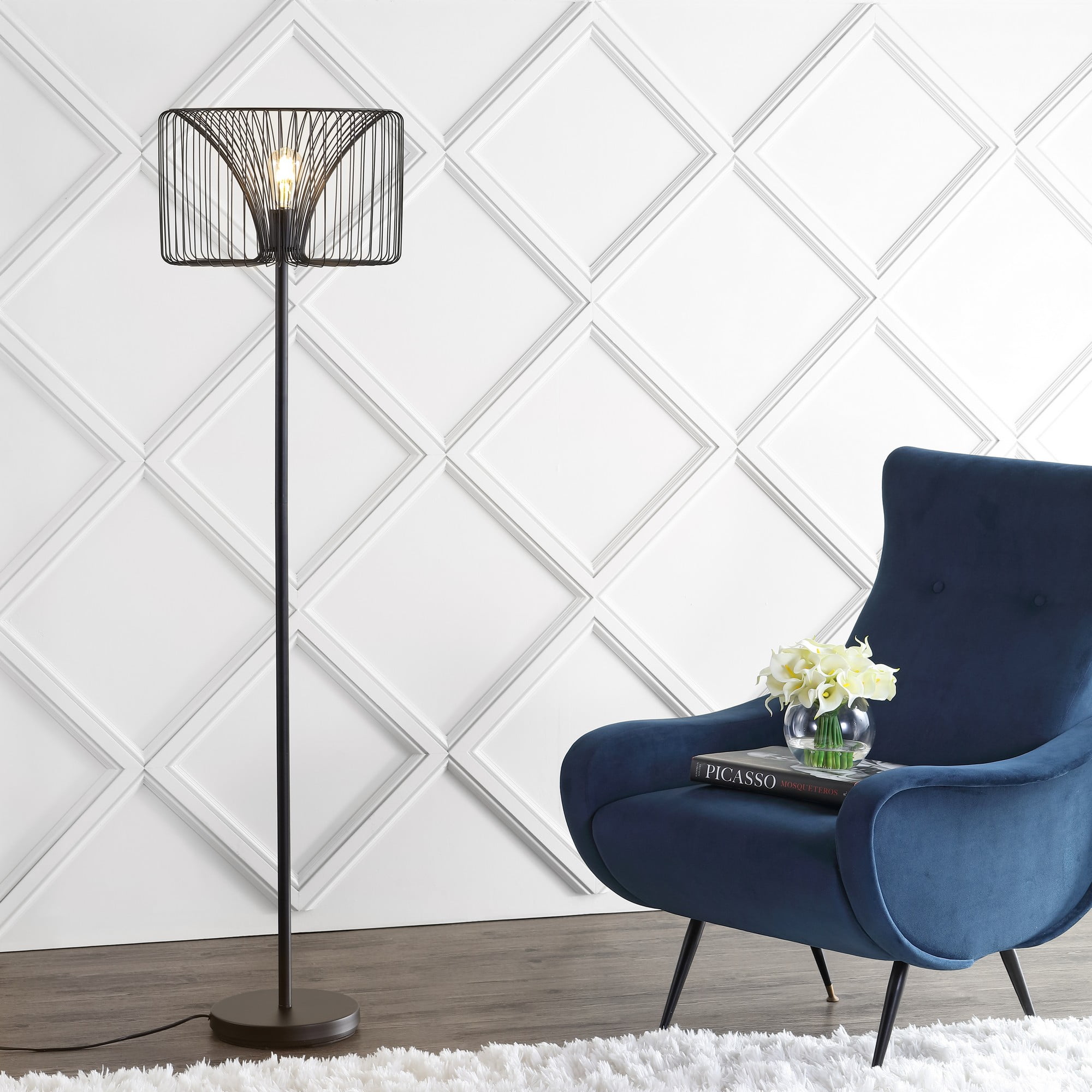 Gridley Transitional 61" Black Matte Metal LED Floor Lamp