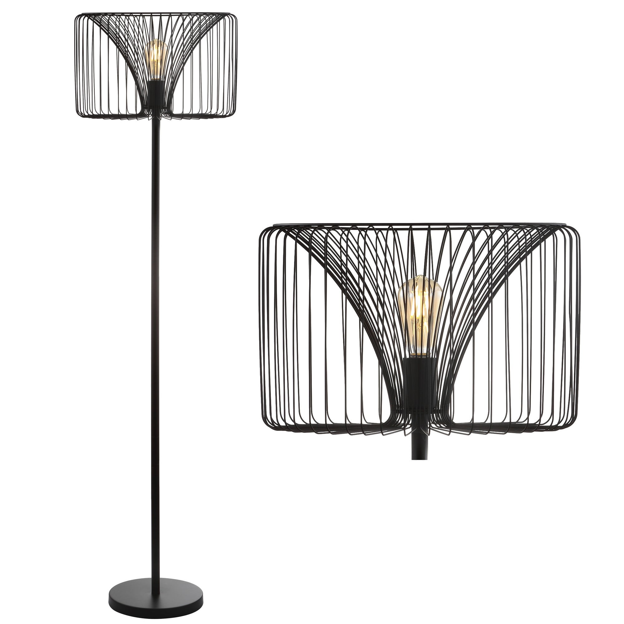 Gridley Transitional 61" Black Matte Metal LED Floor Lamp