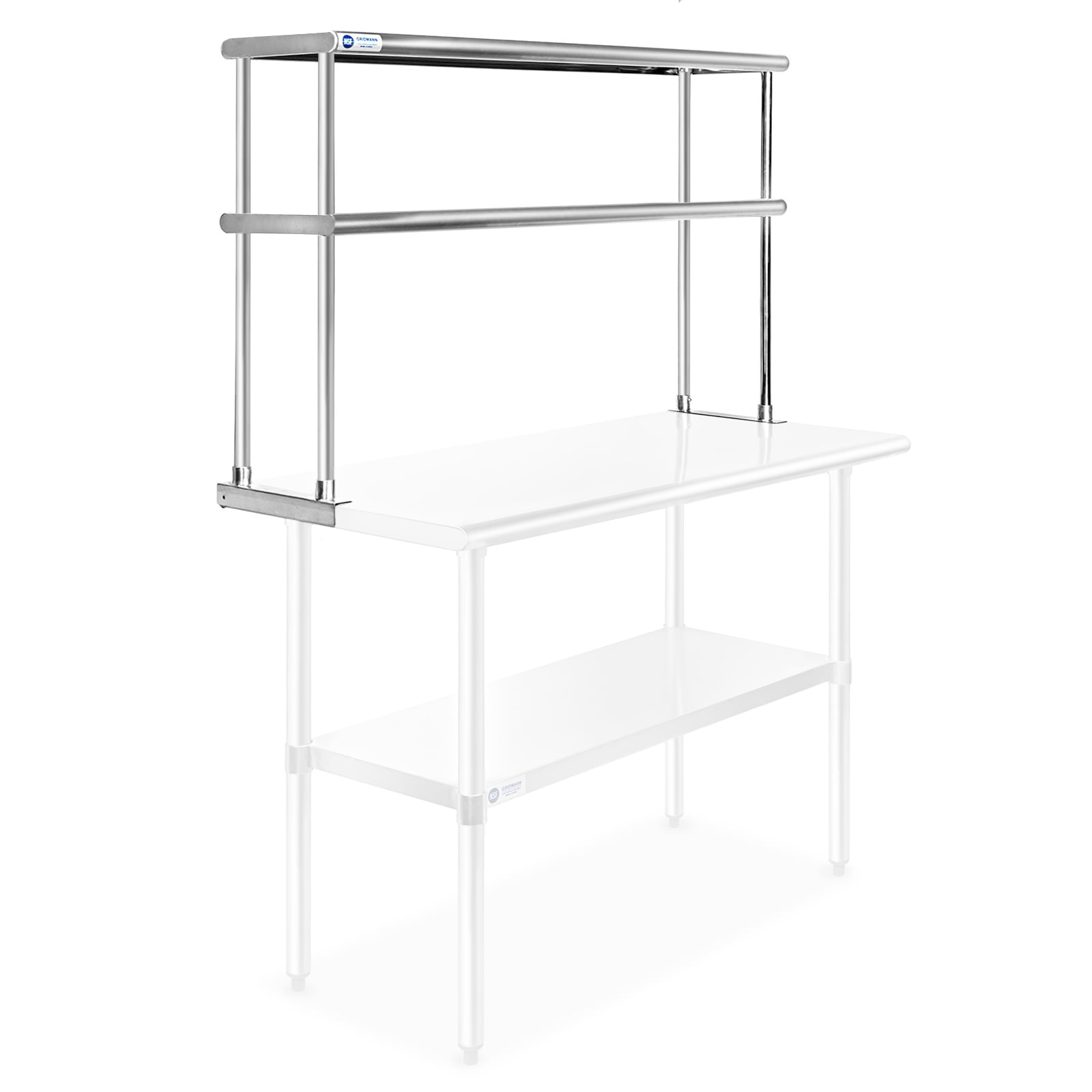 48" x 12" Stainless Steel 2-Tier Overshelf for Prep Tables