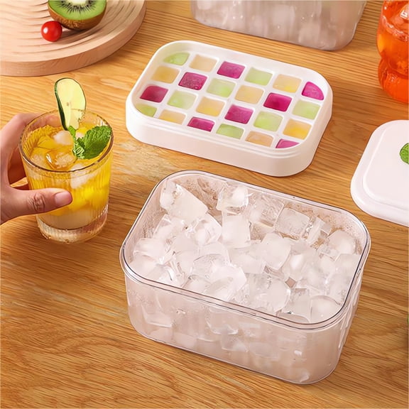 Grids Flexible Tray With Lid and Bin,Upgraded One Button Release Trays for Chilling Drinks Coffee (White)