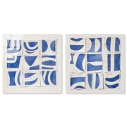 Grids of Blue Harmony Acrylic Print Modern Wall Art Set by Art Remedy, Ready to Hang, 16 x 16