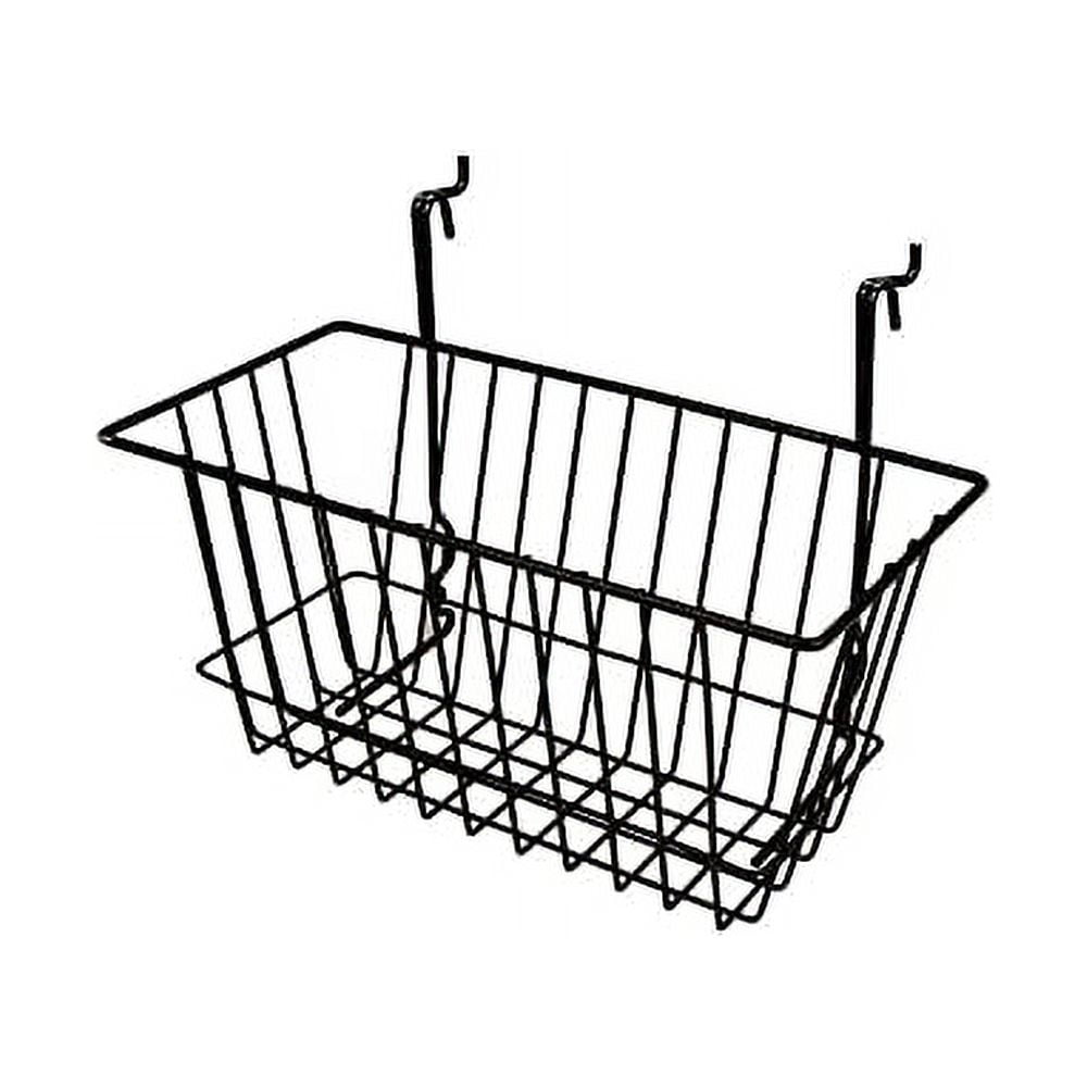 Gridwall Baskets. Black Deep Narrow Wire Basket For Gridwall Panel
