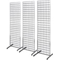 thumbnail image 1 of Gridwall Panel Tower with T-Base Floorstanding Display Kit, 3-Pack Black 2'x5', 1 of 1
