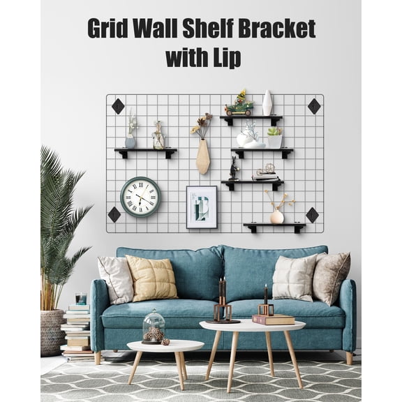 Gridwall Shelf Bracket Set 12-Pack – Heavy Duty Metal Hooks for Home, Store, and Workshop Organization