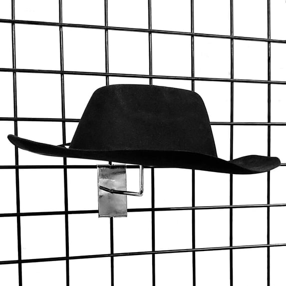 Gridwall Single Hat Display, Grid Panel Millinery Headwear Display Rack with Foam Pad, Chrome, 10 Pack